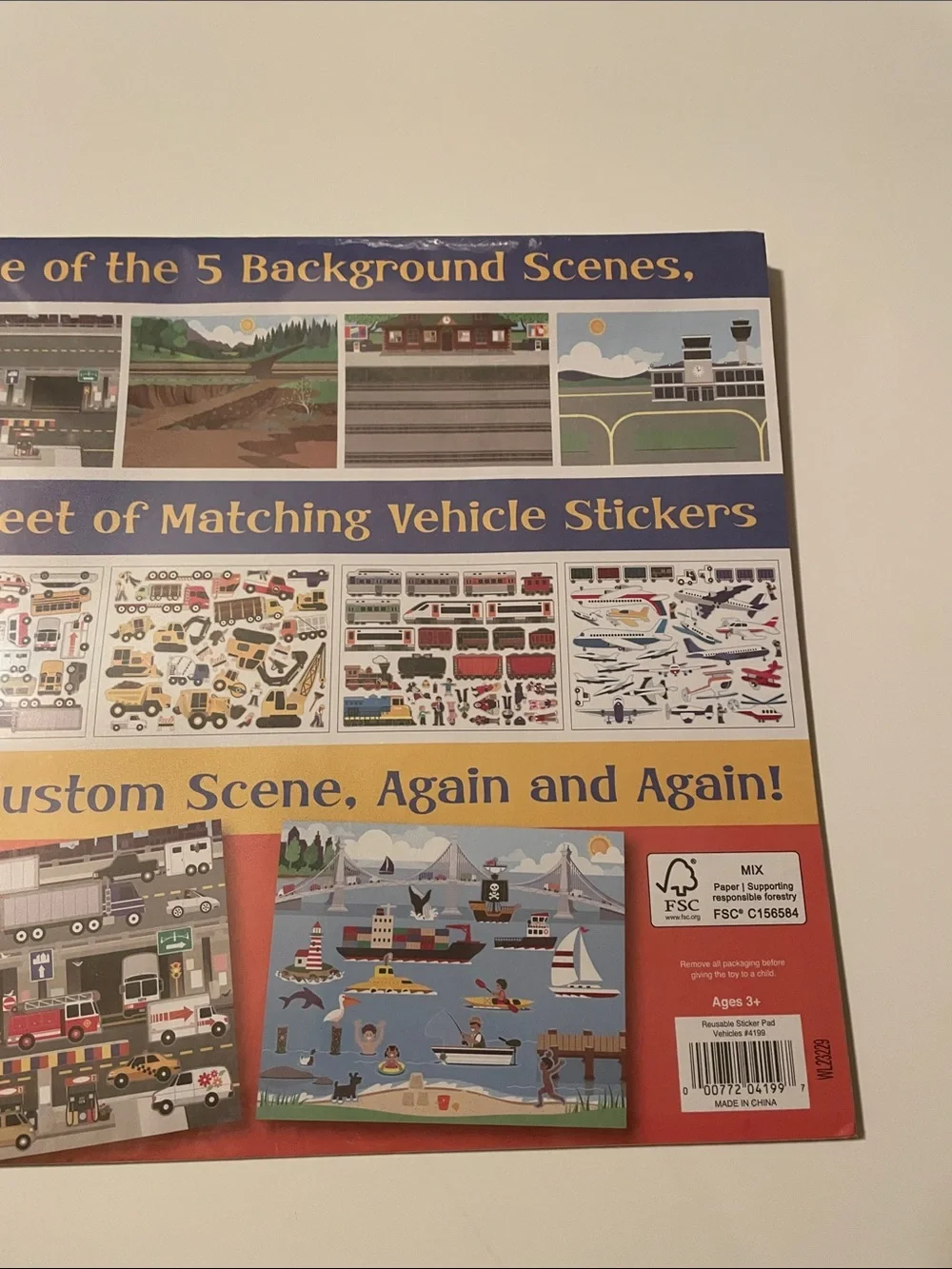 Melissa & Doug Vehicles Reusable Sticker Pad 5 Scenes & Over 165 Stickers NEW